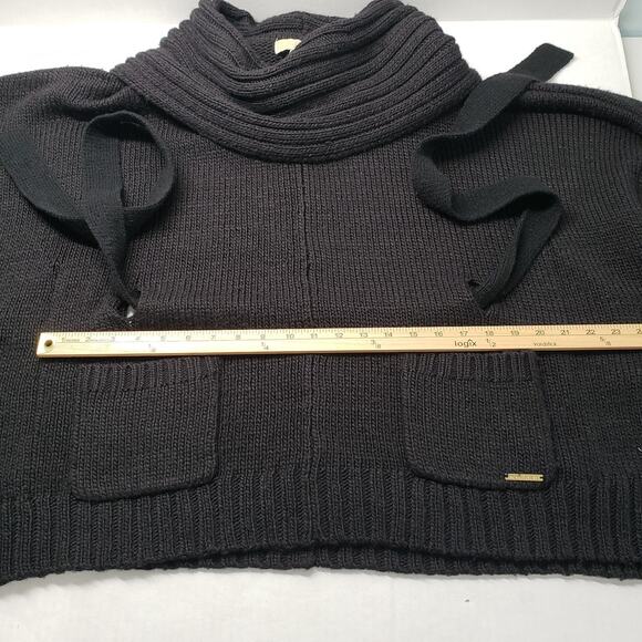 Michael Michael Kors Poncho Sweater Womens Small/Medium Black Knit Cowl Neck - Picture 11 of 16